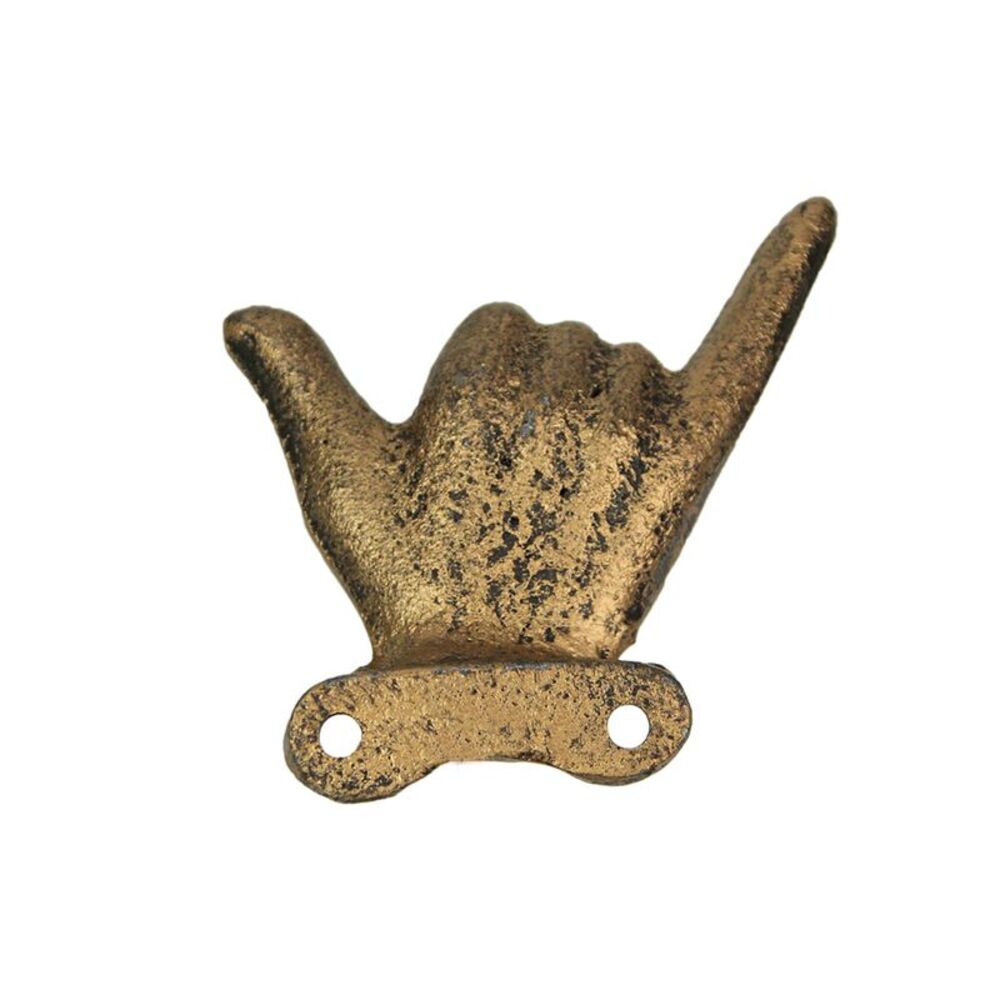 Set of 3 Antique Gold Cast Iron Hand Gesture Wall Hooks - Picture 9 of 9